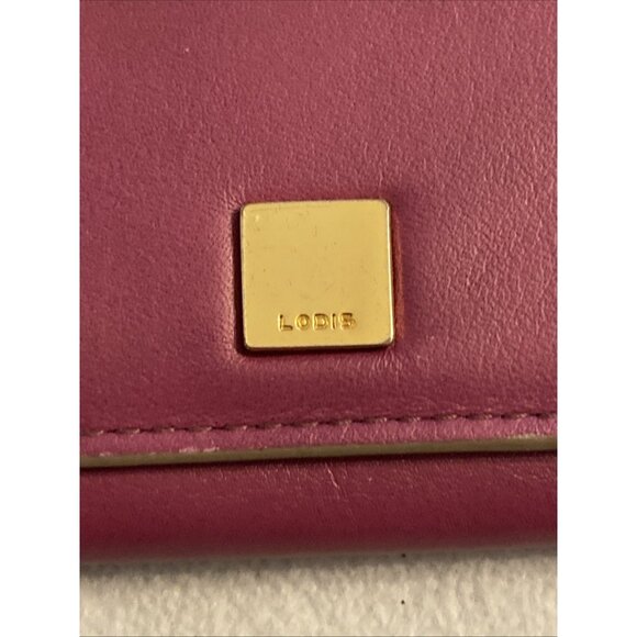 Lodis fuschia color leather bifold snap Clutch wallet - Picture 3 of 6
